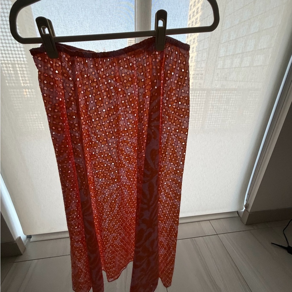 SOLID & STRIPED Vibrant Orange Midi Skirt